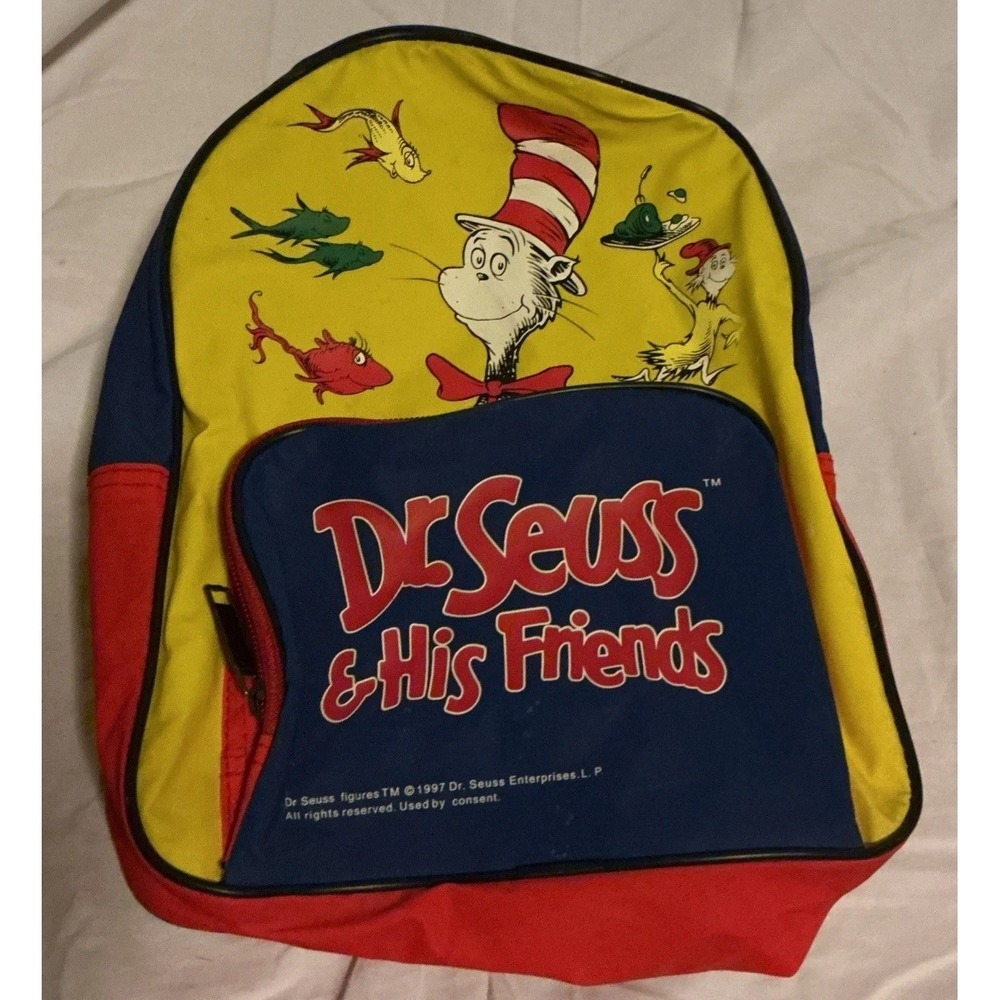 Dr Seuss Backpack Vintage 1997 And His Friends-Mini Zippered Book Bag‎